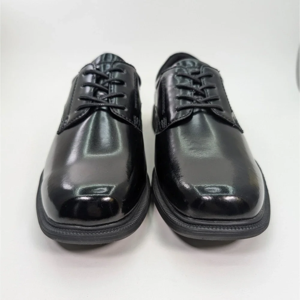 Nunn Bush Kore Baker Street Mens 9.5 Black Polished Plain Toe Oxford Dress Shoes